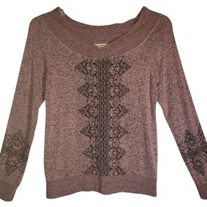 No Frills women's med geometric embellished print pullover sweater. 5077